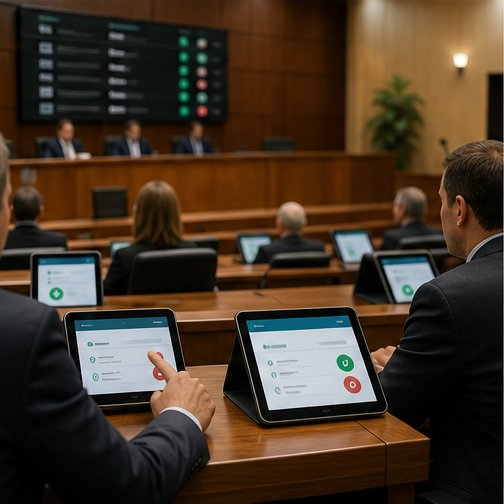 Sessão legislativa com votação eletrônica